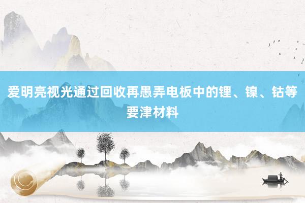 爱明亮视光通过回收再愚弄电板中的锂、镍、钴等要津材料